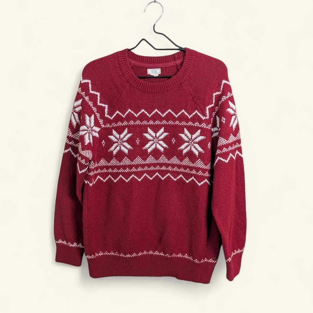Fat Face Women's Red Fair Isle Christmas Jumper Sweater Crewneck Snowflake 10